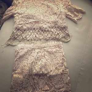 2 piece flower and fringe outfit.